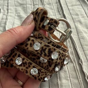 Animal Print Rhinestone Belt